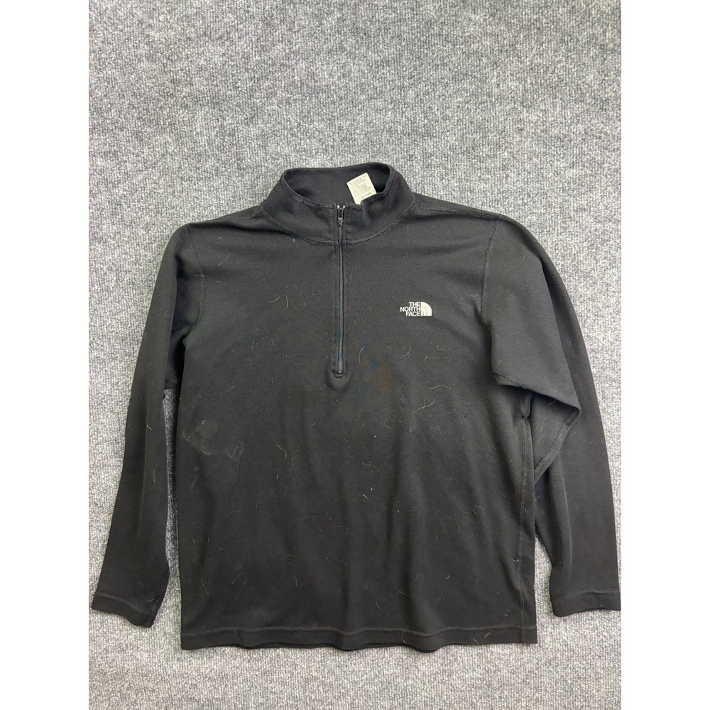 The North Face Quarter Zip Pullover‎ Womens Large Black Waffle Knit Activewear